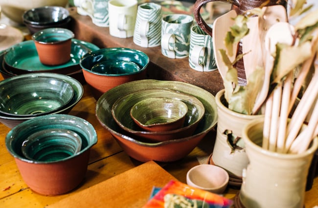 Selection of green bowls.