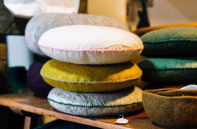 Stack of felt cushions.