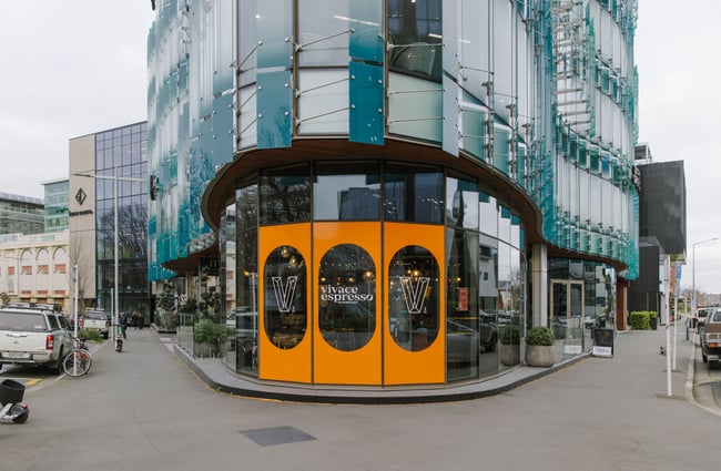Corner site of Vivace Espresso on Cambridge Terrace in Christchurch.