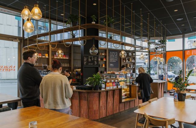 Customers waiting for their coffee at Vivace Espresso.
