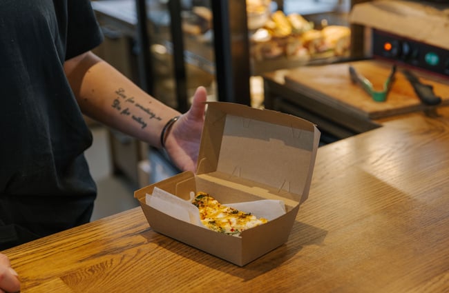 Food boxed up ready for a takeaway order at Vivace Espresso.