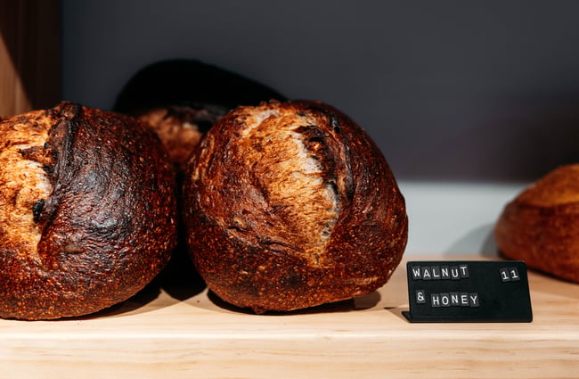 Close up of loaves of bread at Volco Egmont Street.
