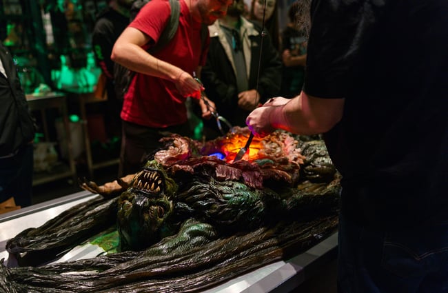 A close up of the inside of a creature.