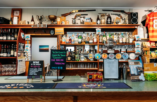 The bar counter at Waipiata Hotel Waipata Central Otago.