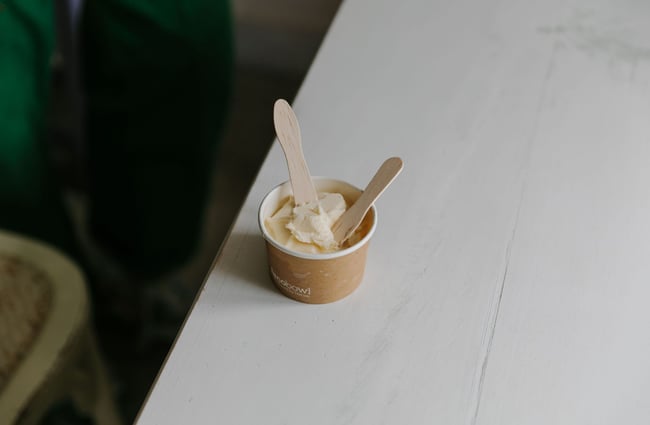 A cup of lavender-infused ice cream from the lavender farm.