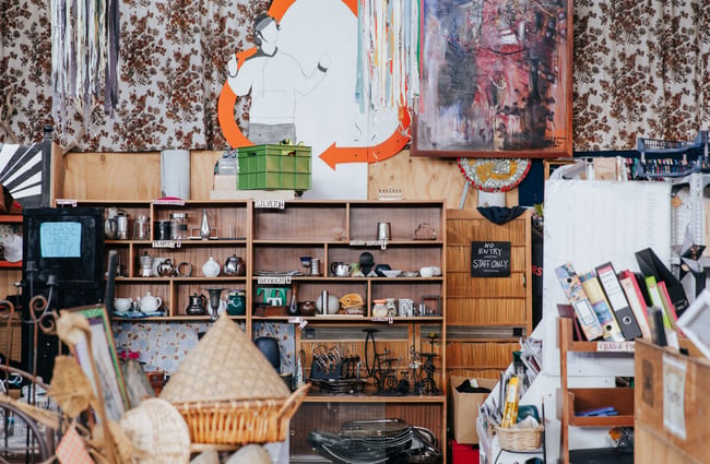 The inside of the homewares section of Wastebusters in Wanaka.