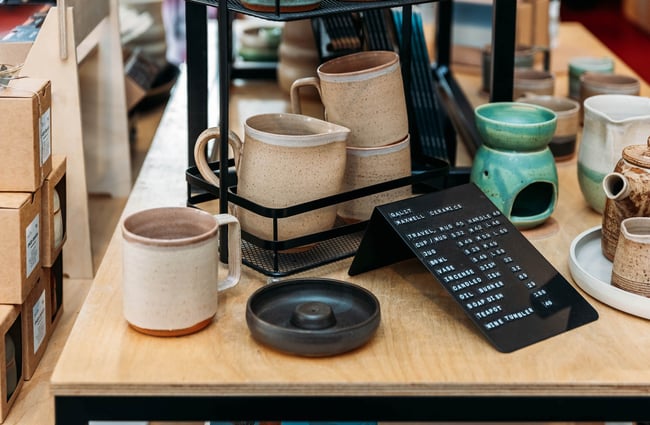 Close up of ceramics at Wellington Apothecary