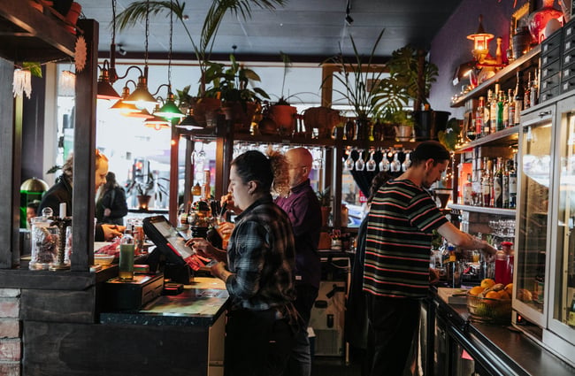 Staff working behind the counter.