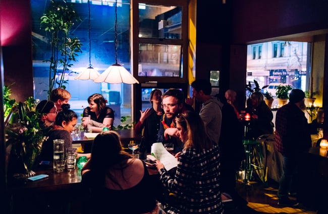 Diners inside the bar.