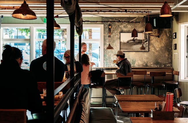 The rustic interior of World Bar Queenstown.