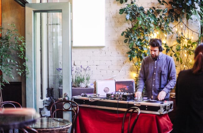 A DJ playing music.