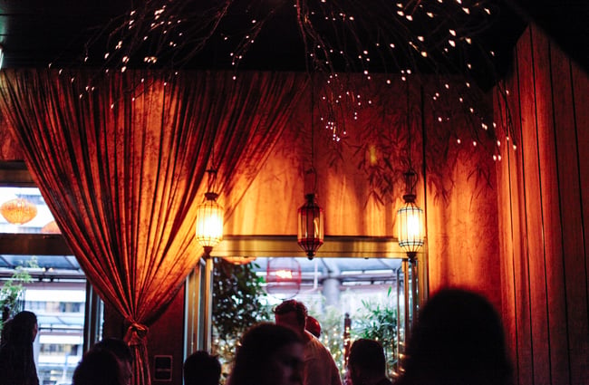 Curtains in the restaurant.