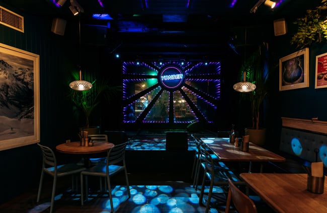 A darkly lit room for dancing at Yonder in Queenstown.
