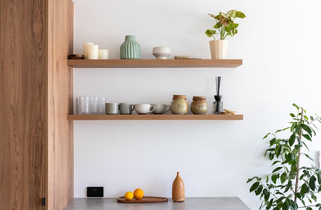 Shelving in reception area with ceramics at yourSPAce.