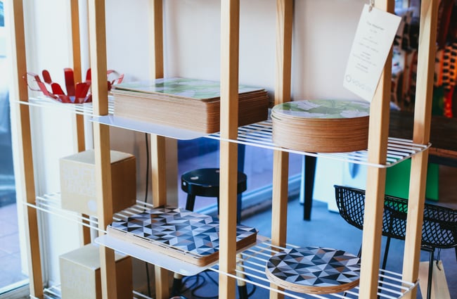 Close up of homewares on display.