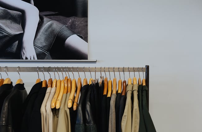 Clothes on a rack.