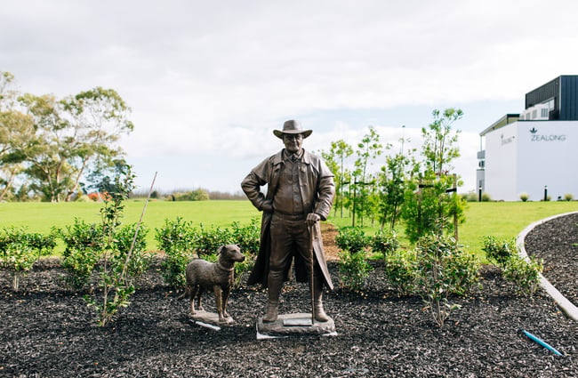 A sculpture in the garden at Zealong Tea Estate, Hamilton.