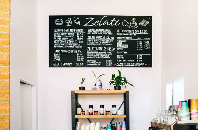 Blackboard sign and stand.