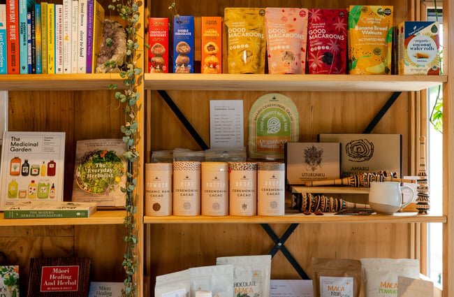 Books and other items for sale at Hub Matakana.
