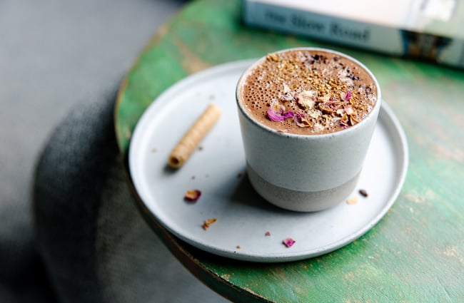 Hot chocolate on the table at Hub Matakana.