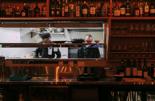 Chefs inside the kitchen during service at Zephyr.