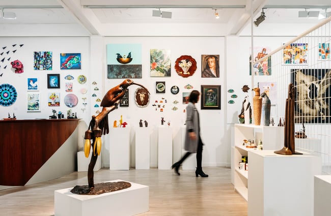 A person browsing the art.