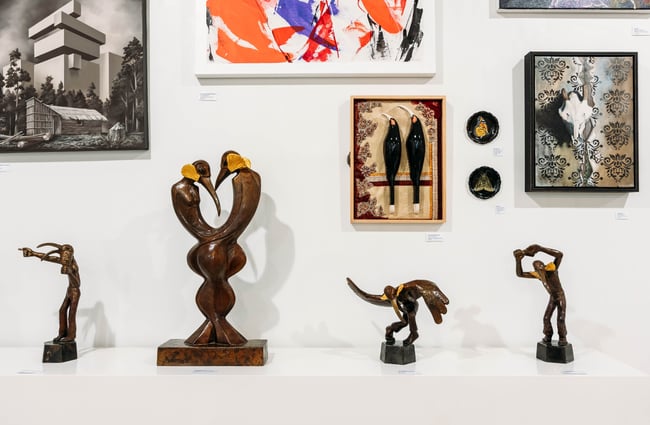 Art and sculptures on display.