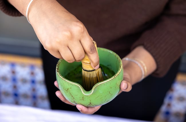 A matcha bowl and whisk at Zoyi.