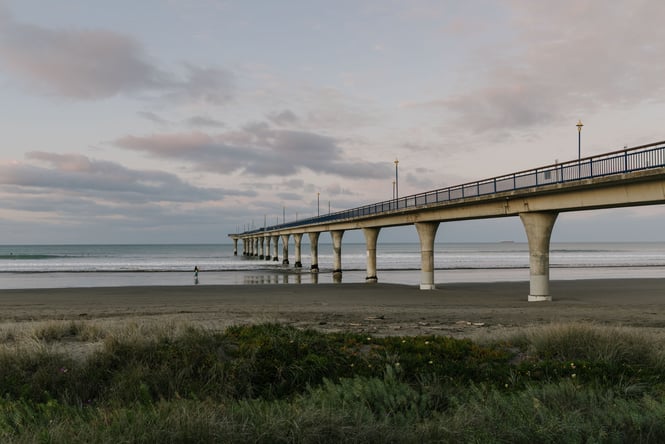 The pier at New Brighton beach at dusk.