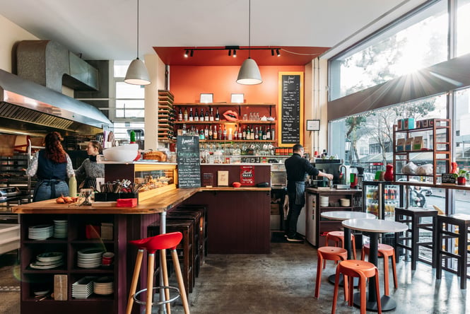 Front counter and coffee machine at Amuse Snack Bar.