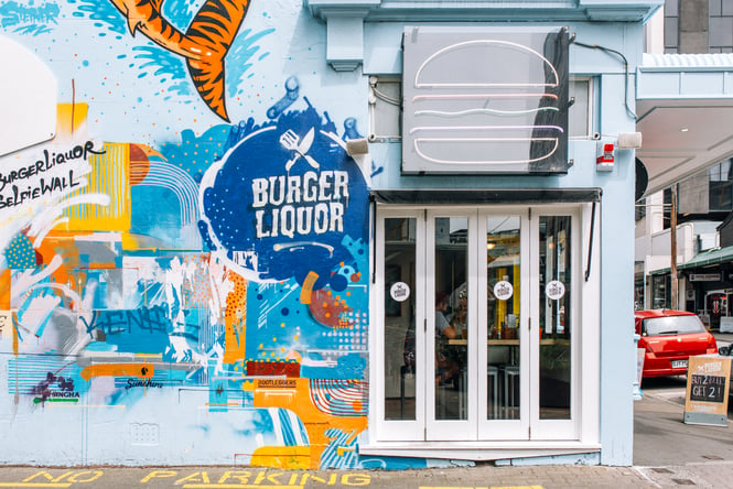 The entrance to Burger Liquor.