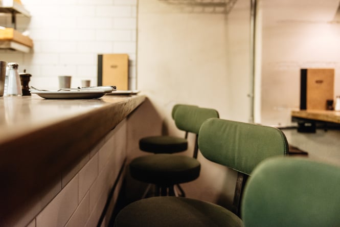 Green bar stools.