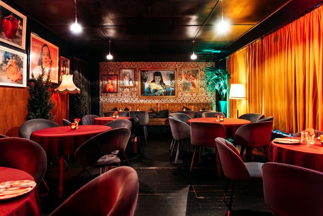 The bright and colourful interior of the Dome Cinema Gisborne.