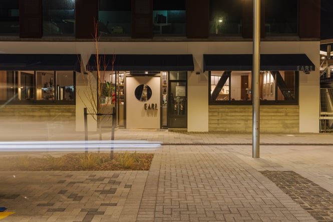 Nighttime exterior of Earl.