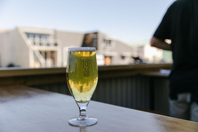 Glass of beer on the table.