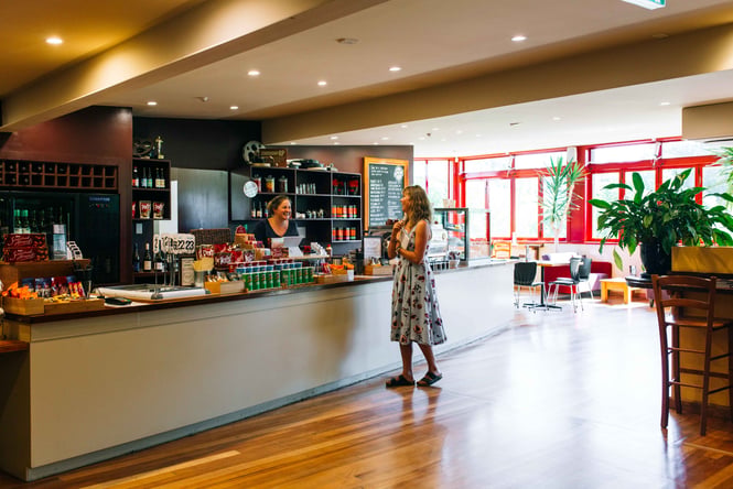 The interior of the foyer of the Lighthouse Cinemas Pauatahanui.