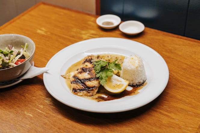 A plate of food.