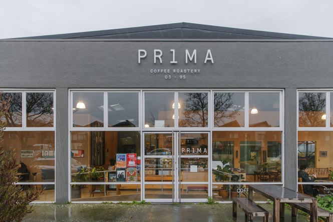 Exterior view of the Prima Roastery building.