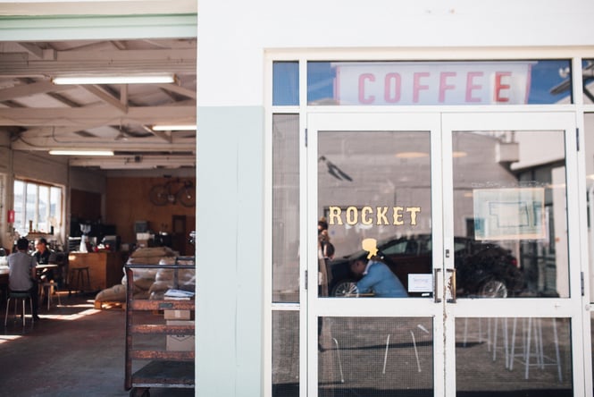 Entrance to Rocket Coffee Roasters.