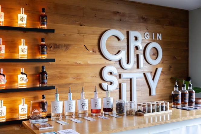 Curiosity Gin display at The Spirits Workshop.