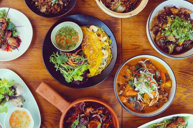 Flatlay of food from NEM.