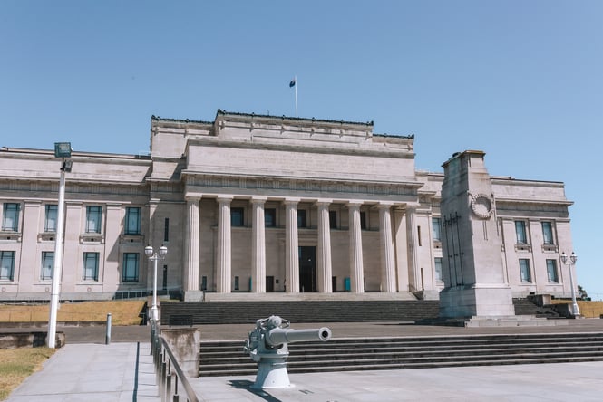 Exterior view of Auckland Museum in The Domain, Auckland.