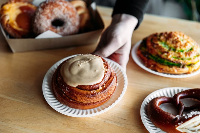 Pastry on a plate being served.