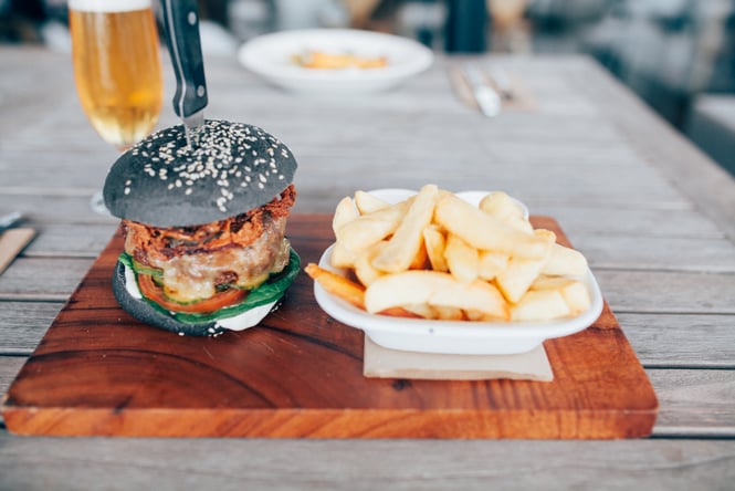Burger and chips from Ten27.