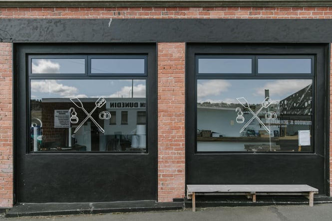 The exterior windows of Dunedin Craft Distillers.