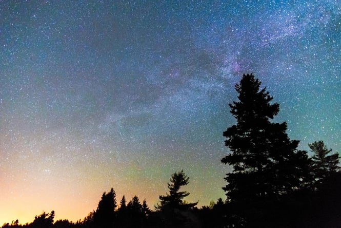 The night sky at sunset.