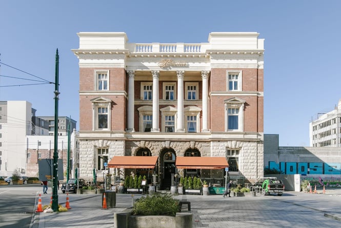 Christchurch white and red-bricked Old Government Building.