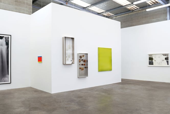 Colourful art on the walls inside Jonathan Smart Gallery.
