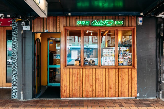 The entrance to The Catch Sushi Bar Wellington.