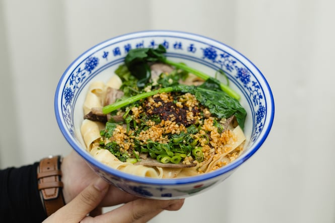 Bowl of noodles from FJ Noodles and Dumplings.